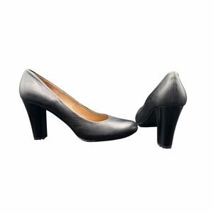 Pedro Miralles Black Leather Block Heel Pumps EU 41 US 10 Made in Spain